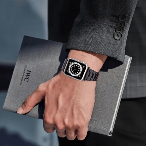 Classic Stainless Steel Metal Slim Band for Apple Watch 38/40/41mm, Black - Picture 6 of 7